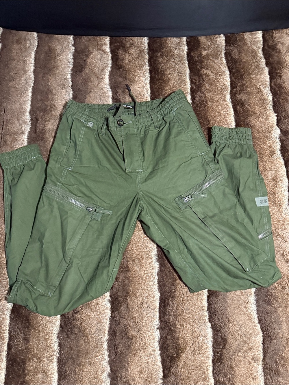 G-Star Olive Green Zip Cargo Joggers